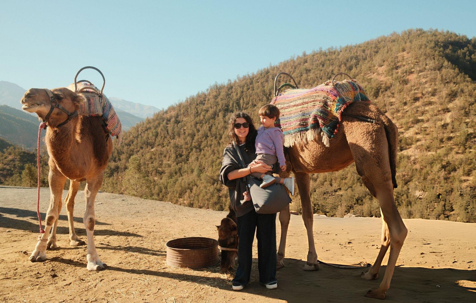 Family trip in Morocco desert