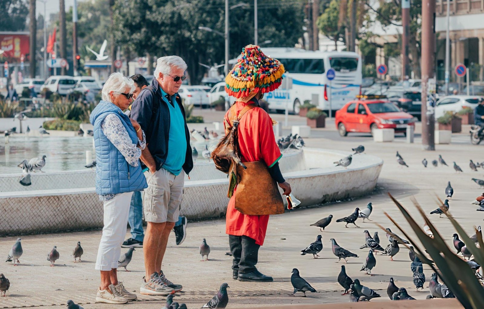 Senior couple traveling in Morocco desert